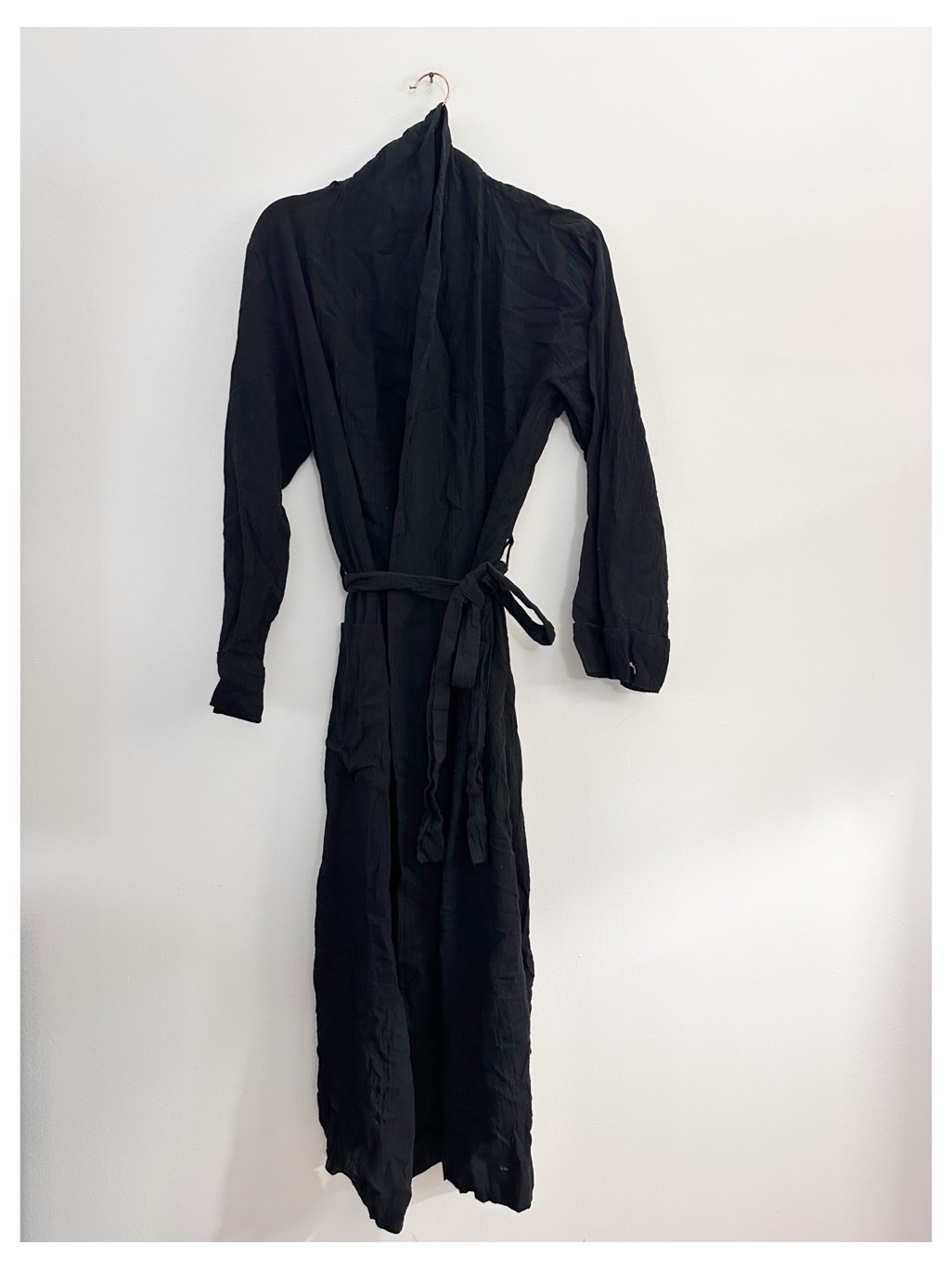 Nwt Eterne Lennon Full Length Robe Black Cotton Size Small